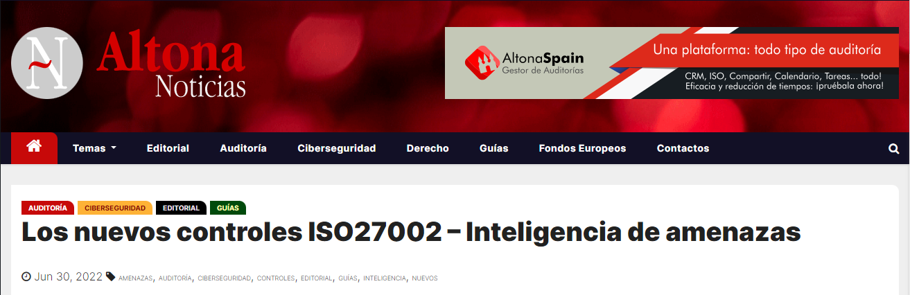AltonaSpain | ISO27002 Protección contra amenazas a la seguridad